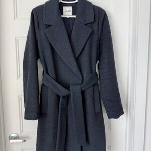 mbym Navy Blue Wool Coat with Belt | Size M